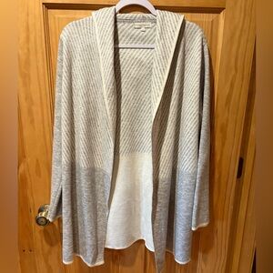 Dolce Stella Hooded Open Front Cardigan Gray Marled Wool Blend Cozy Knit